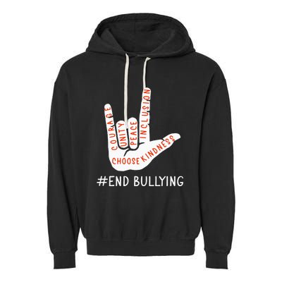 Unity Day Orange Anti Bullying Love Peace Inclusion Teachers Garment-Dyed Fleece Hoodie