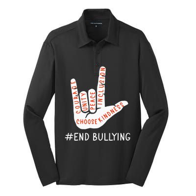 Unity Day Orange Anti Bullying Love Peace Inclusion Teachers Silk Touch Performance Long Sleeve Polo