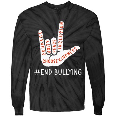 Unity Day Orange Anti Bullying Love Peace Inclusion Teachers Tie-Dye Long Sleeve Shirt