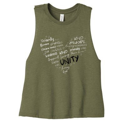 UNITY DAY Orange Heart Anti Bullying Kindness Teacher Women's Racerback Cropped Tank