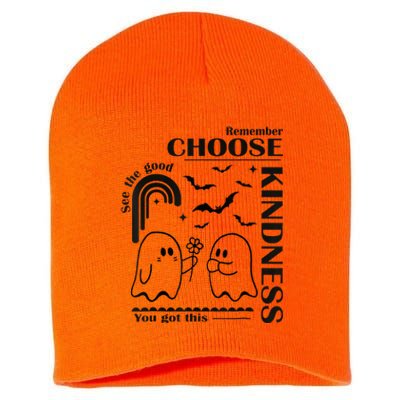 Unity Day Orange Halloween Boo Ghost Choose Kindness Short Acrylic Beanie