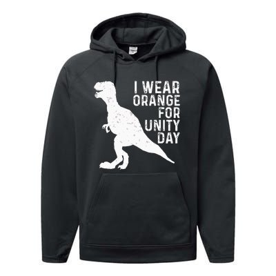 Unity Day Orange Kids Unity Day Dinosaur Performance Fleece Hoodie