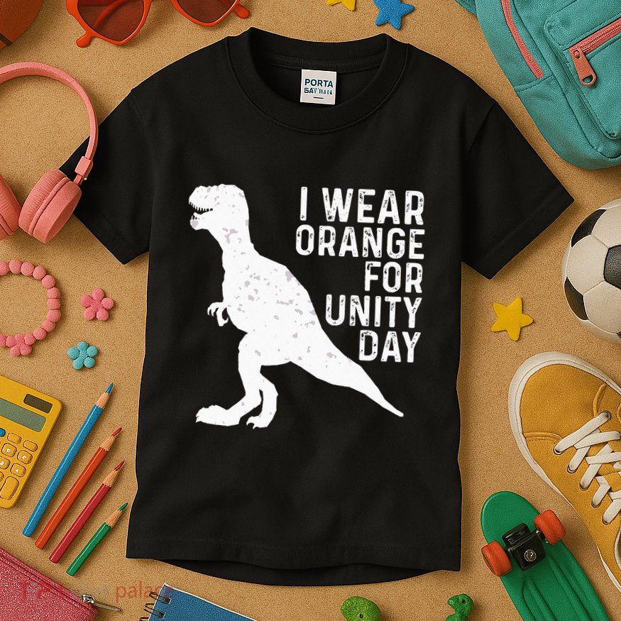 Unity Day Orange Kids Unity Day Dinosaur Kids T-Shirt