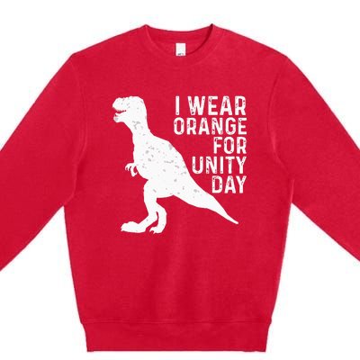 Unity Day Orange Kids Unity Day Dinosaur Premium Crewneck Sweatshirt