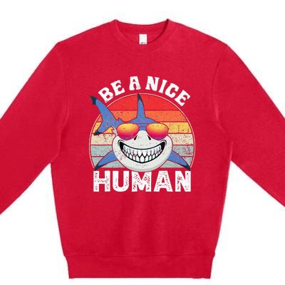 Unity Day Orange Shark Be A Nice Human Anti Bullying Premium Crewneck Sweatshirt