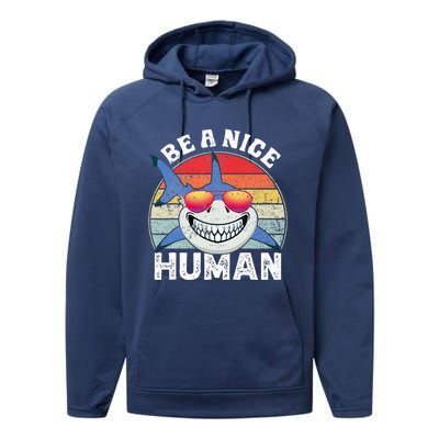 Unity Day Orange Shark Be A Nice Human Anti Bullying Performance Fleece Hoodie