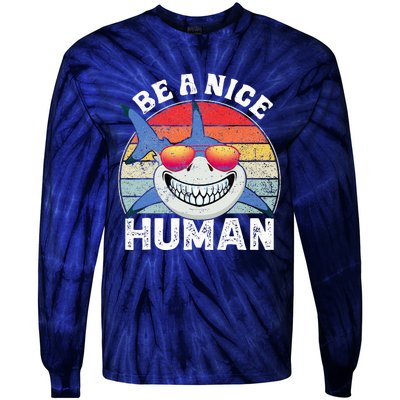 Unity Day Orange Shark Be A Nice Human Anti Bullying Tie-Dye Long Sleeve Shirt