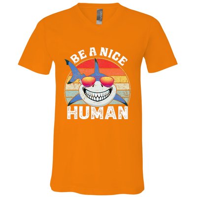 Unity Day Orange Shark Be A Nice Human Anti Bullying V-Neck T-Shirt