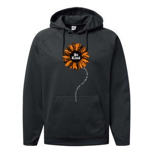 Unity Day Orange Be Kind Anti Bullying Kindness Sunflower Performance Fleece Hoodie