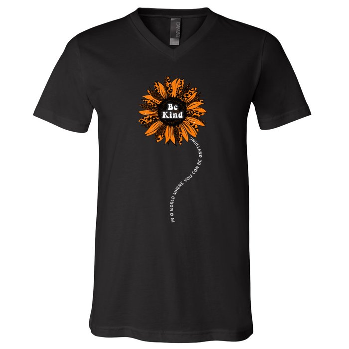 Unity Day Orange Be Kind Anti Bullying Kindness Sunflower V-Neck T-Shirt