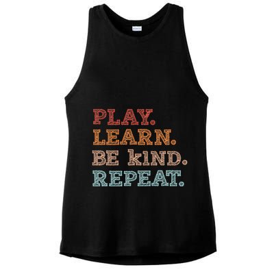 Unity Day Orange Play Learn Be Kind Repeat Ladies PosiCharge Tri-Blend Wicking Tank
