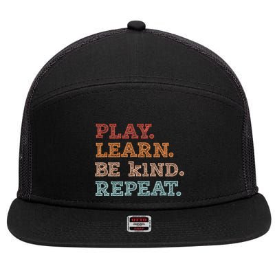 Unity Day Orange Play Learn Be Kind Repeat 7 Panel Mesh Trucker Snapback Hat
