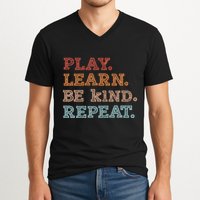 Unity Day Orange Play Learn Be Kind Repeat V-Neck T-Shirt