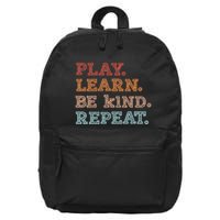 Unity Day Orange Play Learn Be Kind Repeat 16 in Basic Backpack