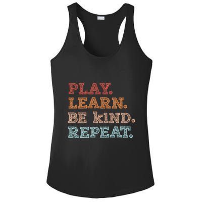 Unity Day Orange Play Learn Be Kind Repeat Ladies PosiCharge Competitor Racerback Tank