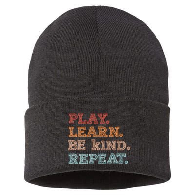 Unity Day Orange Play Learn Be Kind Repeat Sustainable Knit Beanie