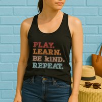 Unity Day Orange Play Learn Be Kind Repeat Womens Tank Top