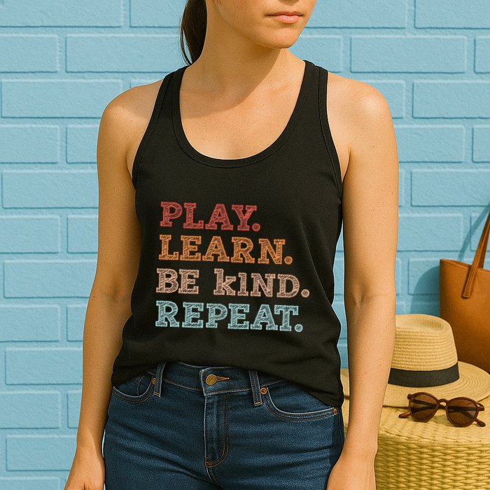 Unity Day Orange Play Learn Be Kind Repeat Womens Tank Top