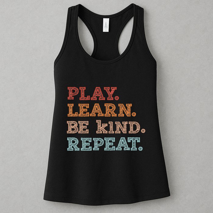 Unity Day Orange Play Learn Be Kind Repeat Womens Tank Top
