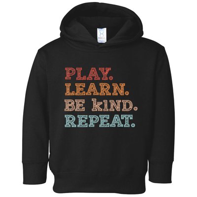 Unity Day Orange Play Learn Be Kind Repeat Toddler Hoodie