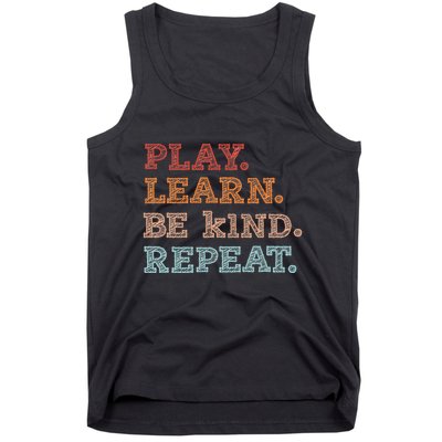 Unity Day Orange Play Learn Be Kind Repeat Tank Top