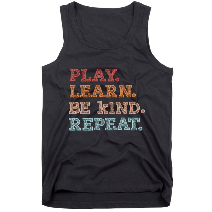 Unity Day Orange Play Learn Be Kind Repeat Tank Top