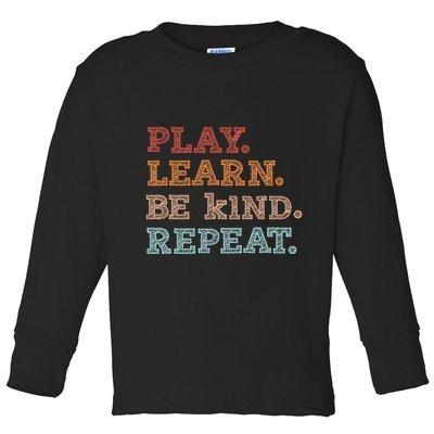 Unity Day Orange Play Learn Be Kind Repeat Toddler Long Sleeve Shirt