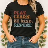 Unity Day Orange Play Learn Be Kind Repeat Womens T-Shirt