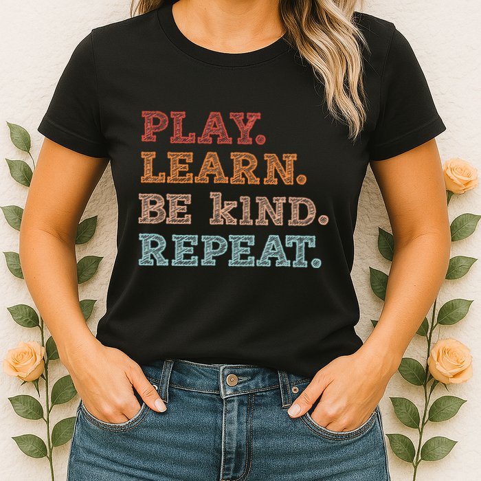 Unity Day Orange Play Learn Be Kind Repeat Womens T-Shirt