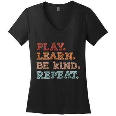 Unity Day Orange Play Learn Be Kind Repeat Women's V-Neck T-Shirt