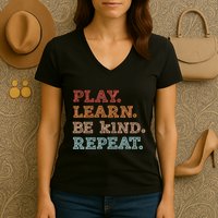 Unity Day Orange Play Learn Be Kind Repeat Women's V-Neck T-Shirt