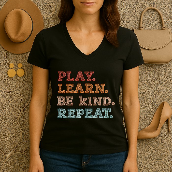Unity Day Orange Play Learn Be Kind Repeat Women's V-Neck T-Shirt
