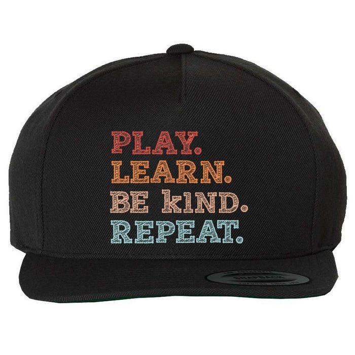 Unity Day Orange Play Learn Be Kind Repeat Wool Snapback Cap