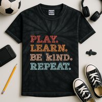 Unity Day Orange Play Learn Be Kind Repeat Kids Tie-Dye T-Shirt
