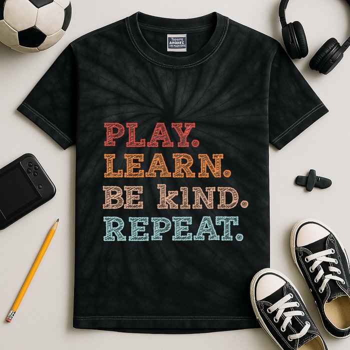Unity Day Orange Play Learn Be Kind Repeat Kids Tie-Dye T-Shirt