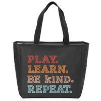 Unity Day Orange Play Learn Be Kind Repeat Zip Tote Bag