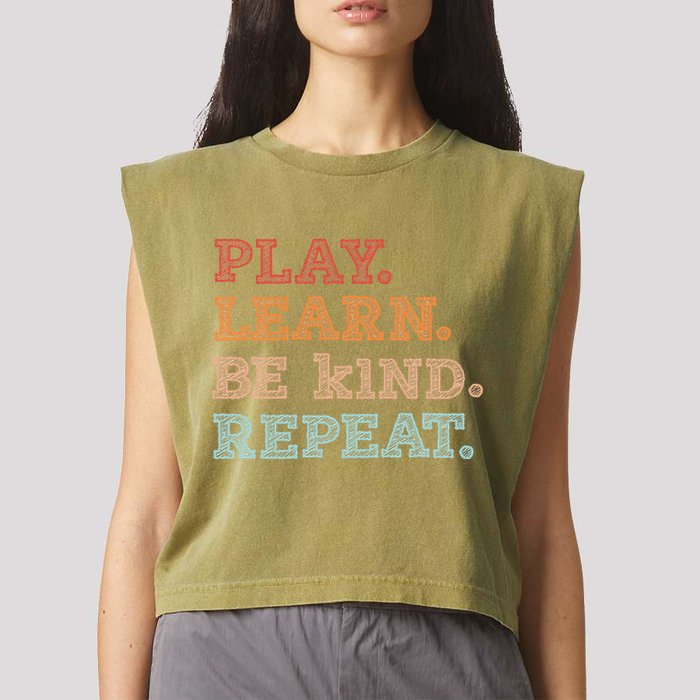 Unity Day Orange Play Learn Be Kind Repeat Garment-Dyed Women's Muscle Tee