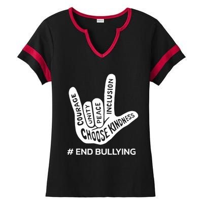 Unity Day Orange Anti Bullying Peace Love Sign Language Ladies Halftime Notch Neck Tee