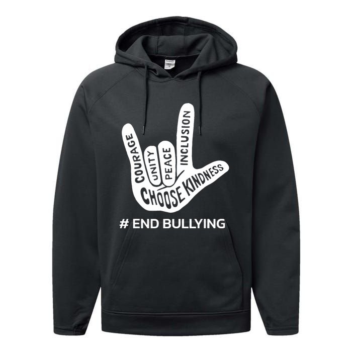 Unity Day Orange Anti Bullying Peace Love Sign Language Performance Fleece Hoodie