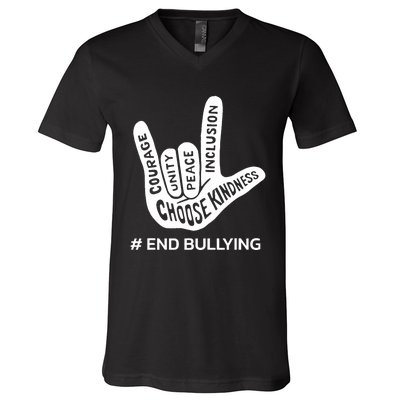 Unity Day Orange Anti Bullying Peace Love Sign Language V-Neck T-Shirt