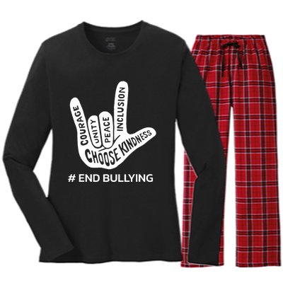 Unity Day Orange Anti Bullying Peace Love Sign Language Women's Long Sleeve Flannel Pajama Set 