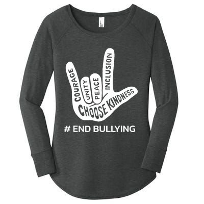 Unity Day Orange Anti Bullying Peace Love Sign Language Women's Perfect Tri Tunic Long Sleeve Shirt