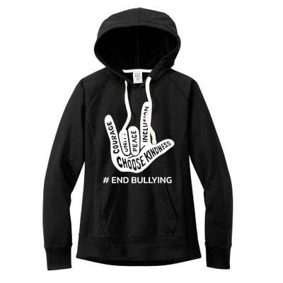 Unity Day Orange Anti Bullying Peace Love Sign Language Women's Fleece Hoodie