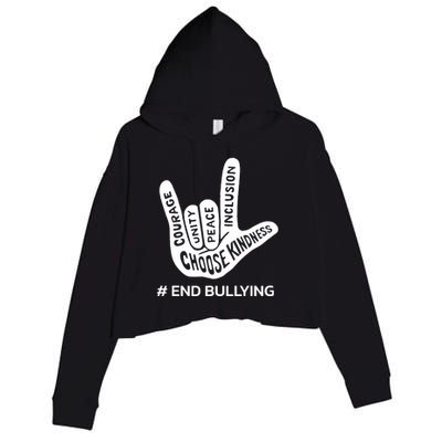 Unity Day Orange Anti Bullying Peace Love Sign Language Crop Fleece Hoodie