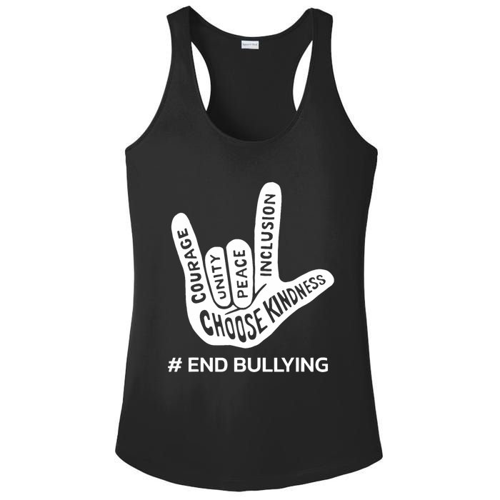 Unity Day Orange Anti Bullying Peace Love Sign Language Ladies PosiCharge Competitor Racerback Tank