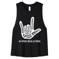 Unity Day Orange Anti Bullying Peace Love Sign Language Women's Racerback Cropped Tank