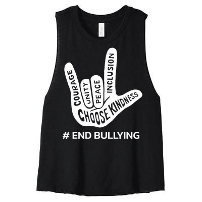 Unity Day Orange Anti Bullying Peace Love Sign Language Women's Racerback Cropped Tank