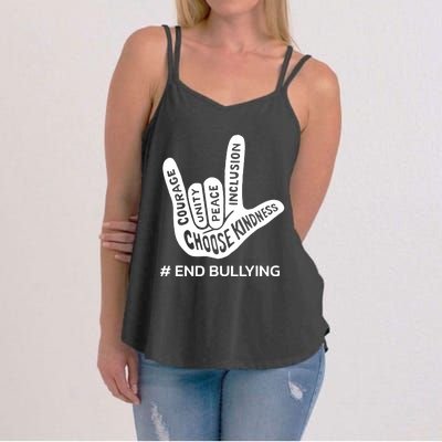 Unity Day Orange Anti Bullying Peace Love Sign Language Women's Strappy Tank