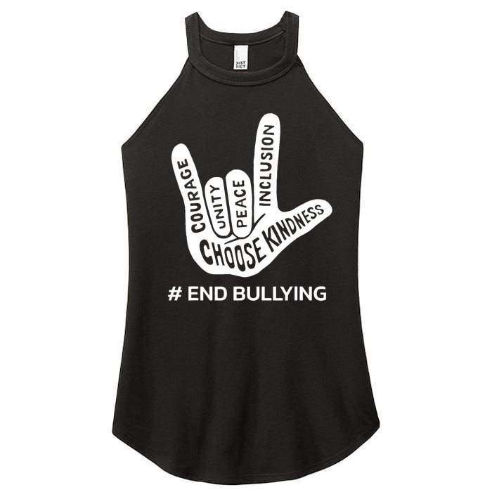 Unity Day Orange Anti Bullying Peace Love Sign Language Women's Perfect Tri Rocker Tank