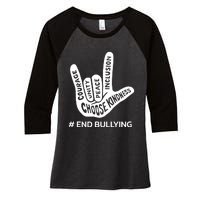 Unity Day Orange Anti Bullying Peace Love Sign Language Women's Tri-Blend 3/4-Sleeve Raglan Shirt